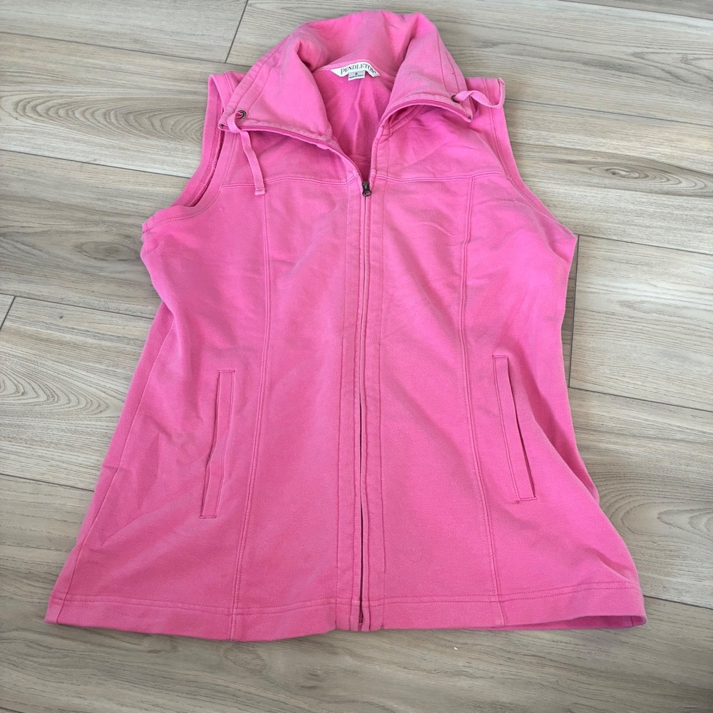 Pendleton Pink Full Zip Vest Hooded Collar Fleece Size Small‎
